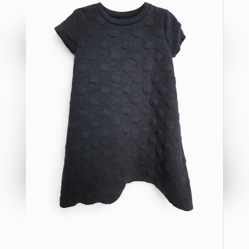 H&M Girls Navy Textured Dot Knit Dress Size 4-6Y